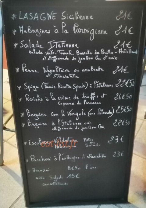Carte et menu de Gigi et Vincenza La Strada à Six Fours les Plages — L'ardoise