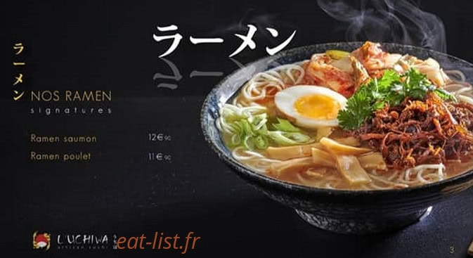 Carte et menu de L'Uchiwa artisan sushi à Six Fours les Plages — Ramen