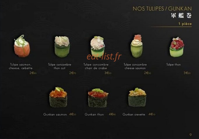 Carte et menu de L'Uchiwa artisan sushi à Six Fours les Plages — Les tulipes