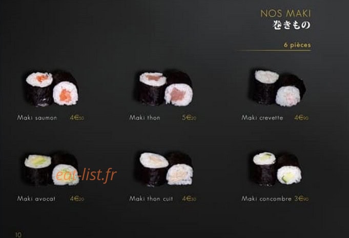 Carte et menu de L'Uchiwa artisan sushi à Six Fours les Plages — Maki