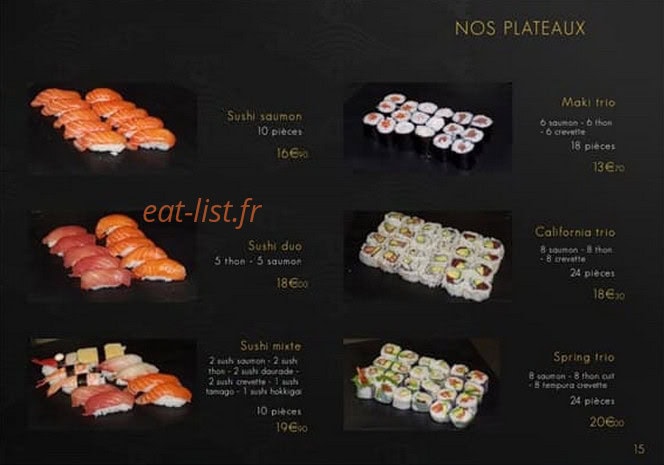 Carte et menu de L'Uchiwa artisan sushi à Six Fours les Plages — Les plateaux