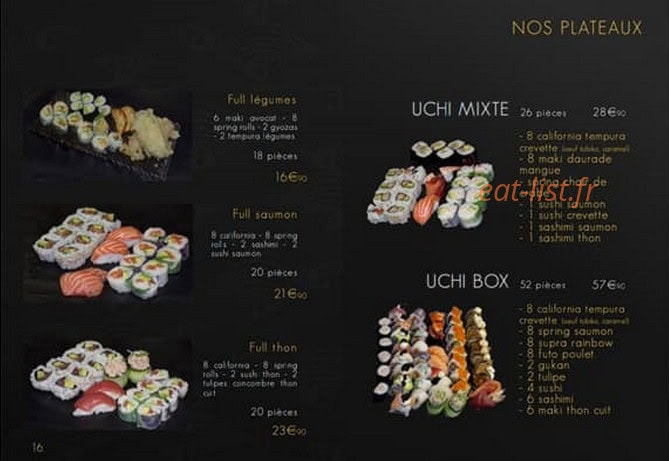 Carte et menu de L'Uchiwa artisan sushi à Six Fours les Plages — Les plateaux suite