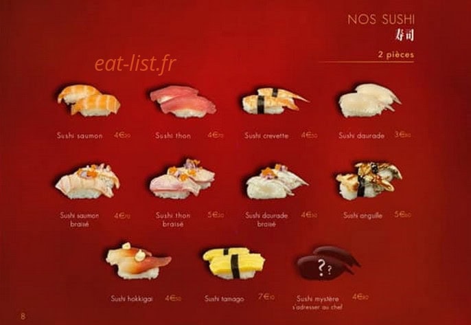 Carte et menu de L'Uchiwa artisan sushi à Six Fours les Plages — Sushi