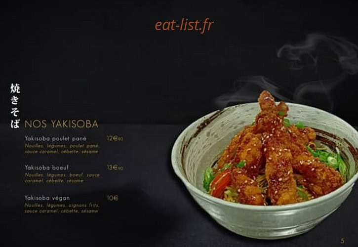 Carte et menu de L'Uchiwa artisan sushi à Six Fours les Plages — Yakisoba