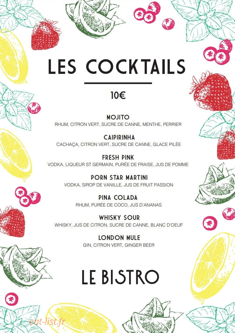Le Bistro — carte page 4