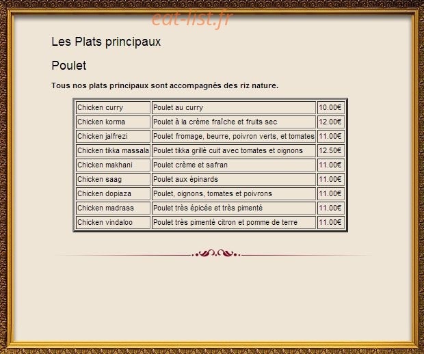 Le Taj — carte page 11