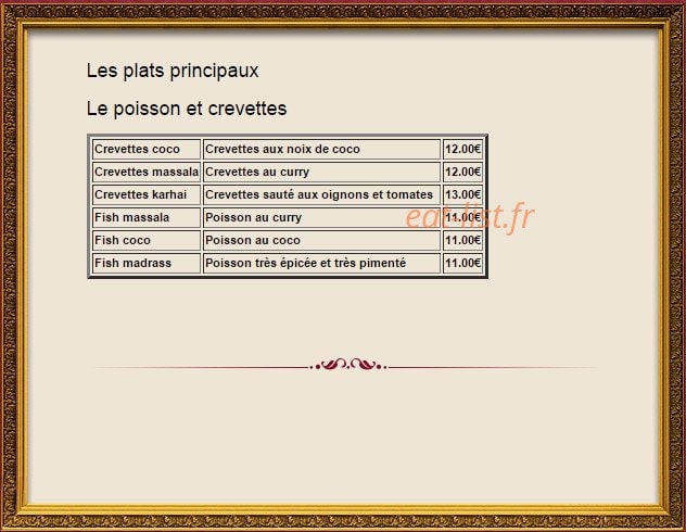 Le Taj — carte page 14
