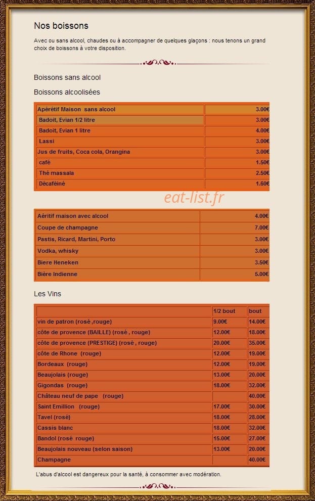 Le Taj — carte page 17
