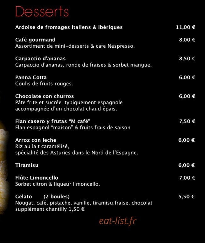 M Café — carte page 6
