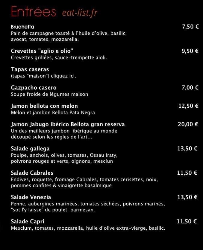 M Café — carte page 1