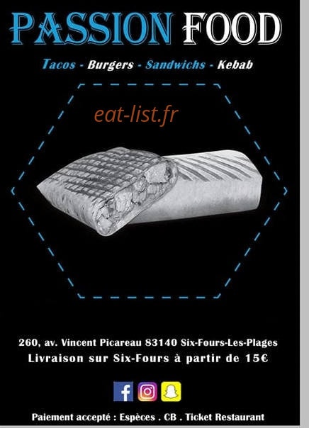 Passion Food — carte page 1