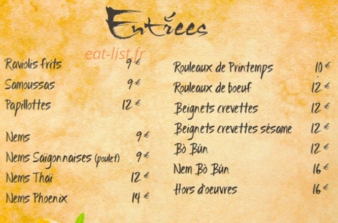 Carte et menu de Pouss Pouss à Six Fours les Plages — Entrées