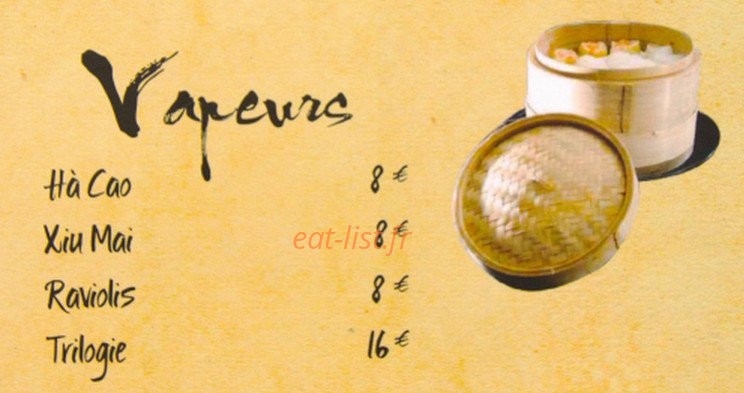 Carte et menu de Pouss Pouss à Six Fours les Plages — Vapeurs