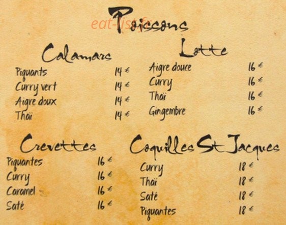 Carte et menu de Pouss Pouss à Six Fours les Plages — Poissons