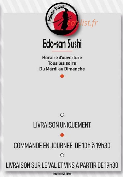 Edo-San Sushi — carte page 1
