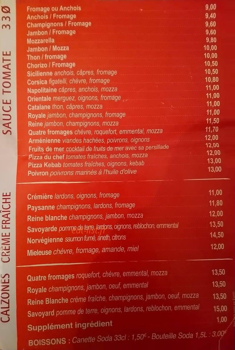 Pizza chez gugu — carte page 1