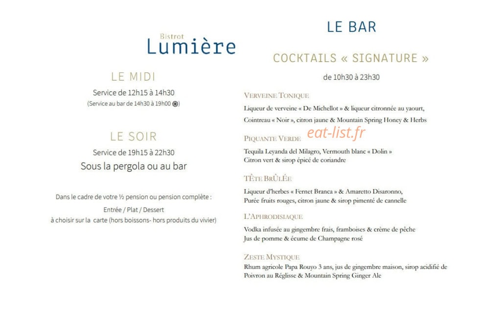 Bistrot Lumière — carte page 4