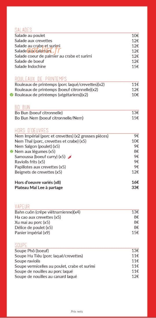 La Brise d'Asie — carte page 1