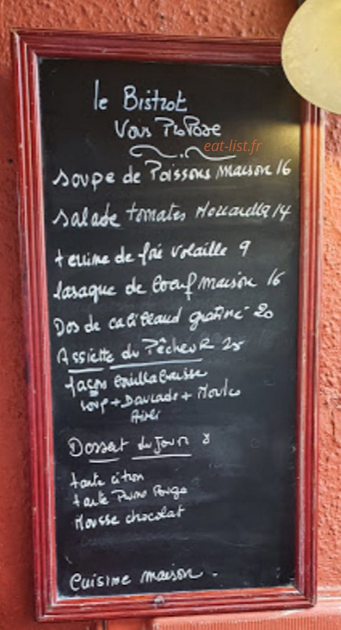 Le Bistrot de Pauline — carte page 1