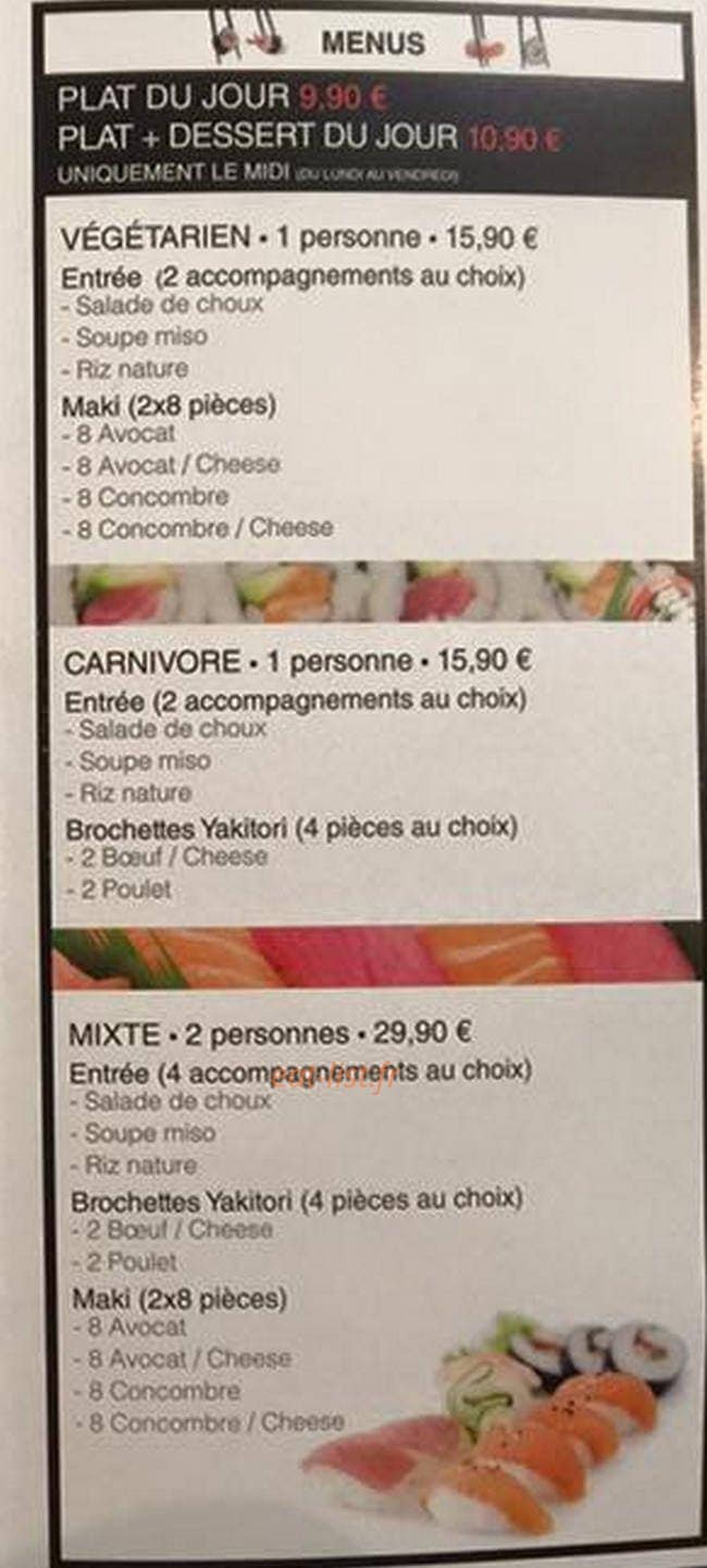 Ô Sushi Bar — carte page 3