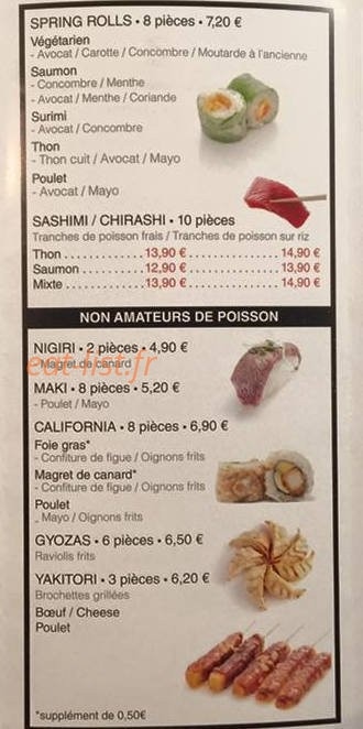 Ô Sushi Bar — carte page 4