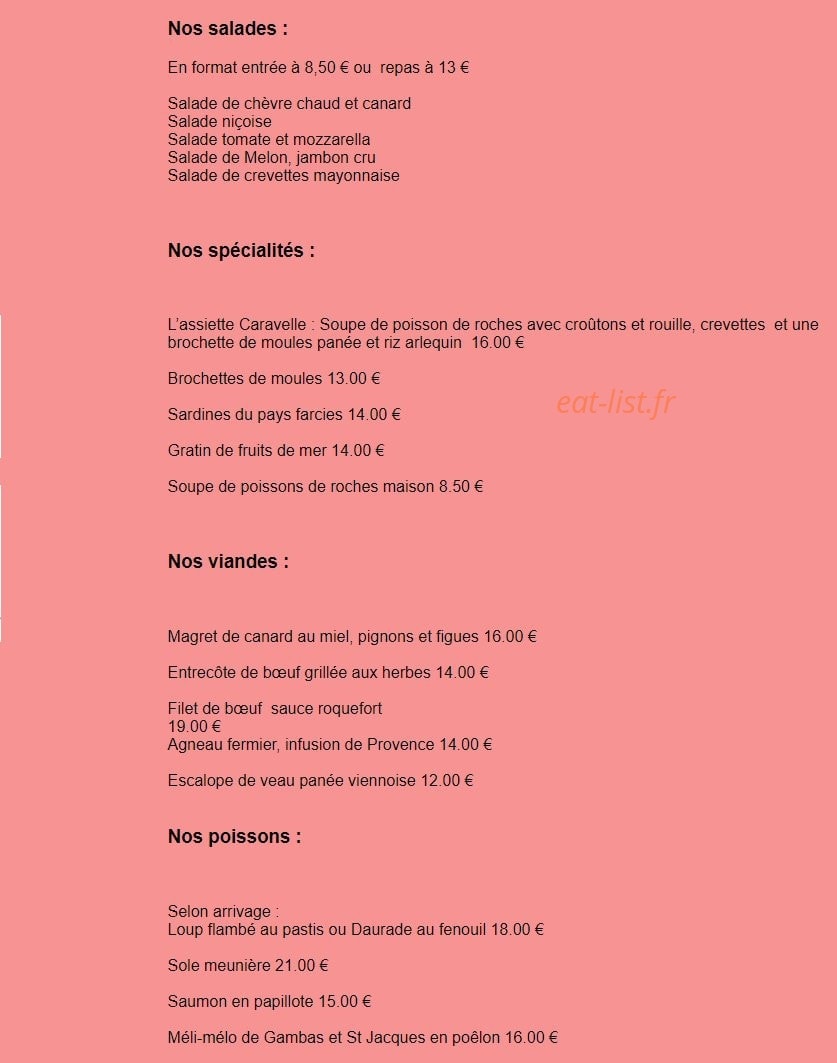 Restaurant La Caravelle — carte page 2