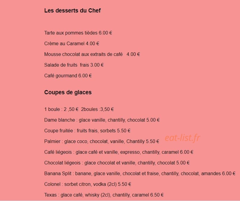 Restaurant La Caravelle — carte page 3