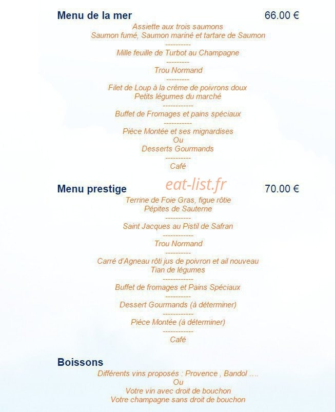 Restaurant Le Grand  Large  Bandol menu  et photos