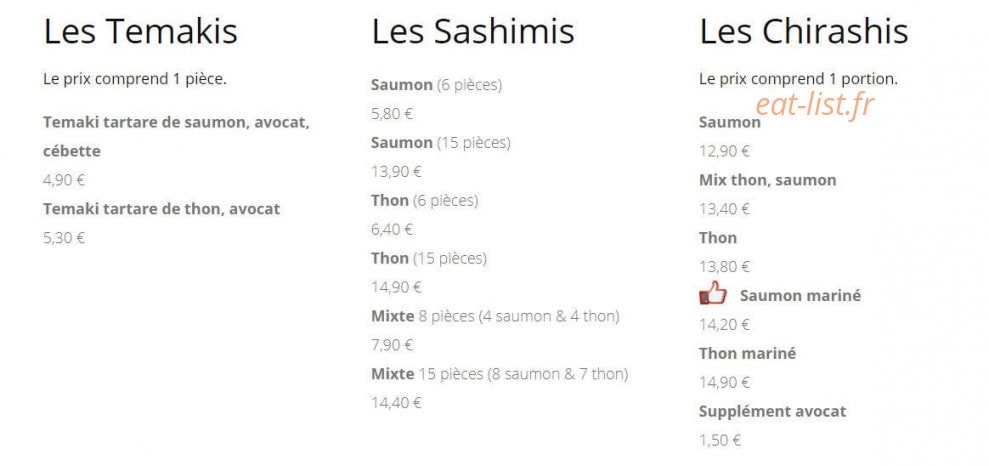 Easy Sushi — carte page 6