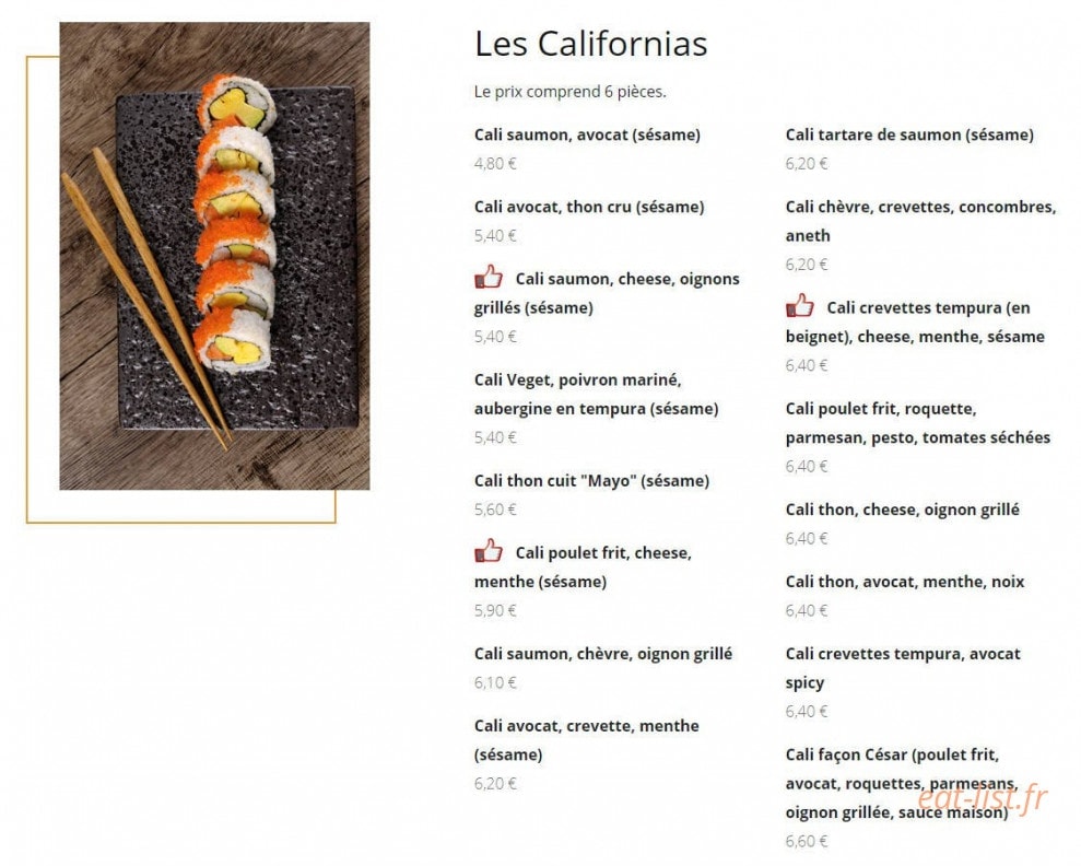 Easy Sushi — carte page 2