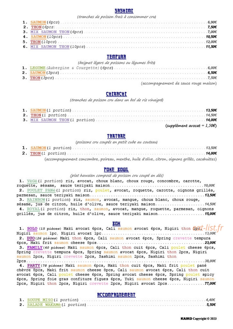 Kaiko — carte page 2