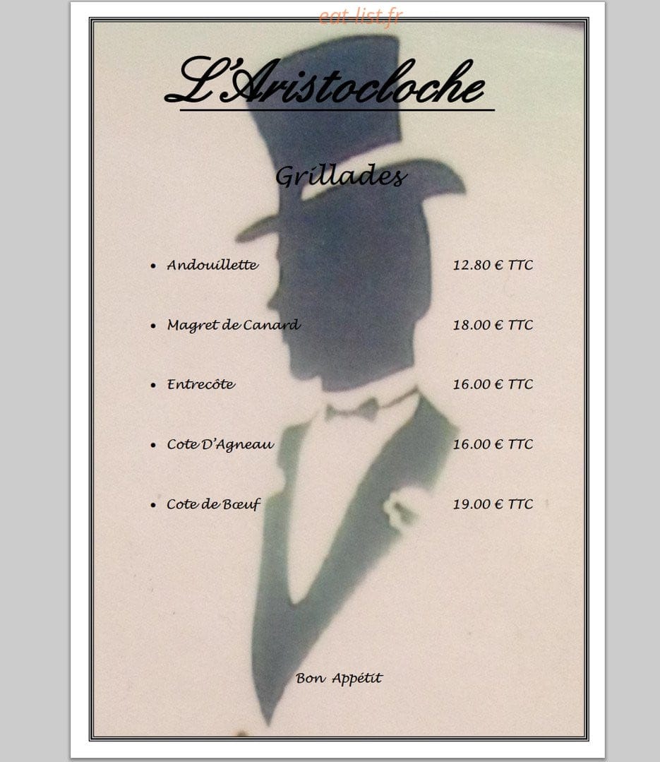 L'Aristocloche — carte page 1