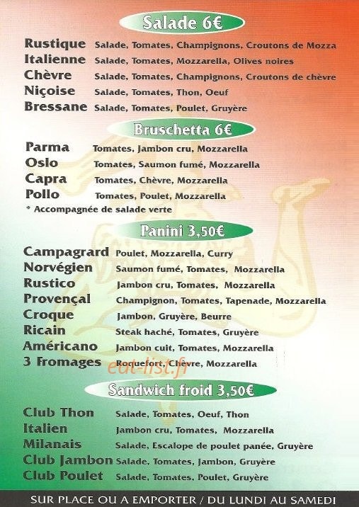 La Trattoria — carte page 2