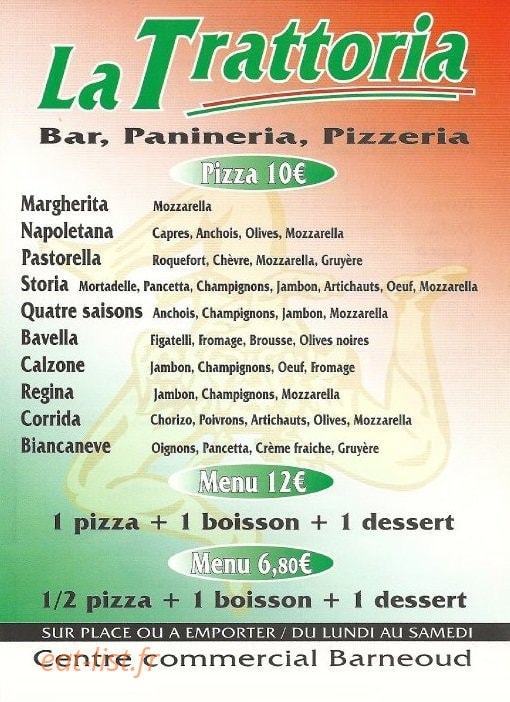 La Trattoria — carte page 1