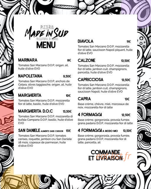 Made In Sud — carte page 1