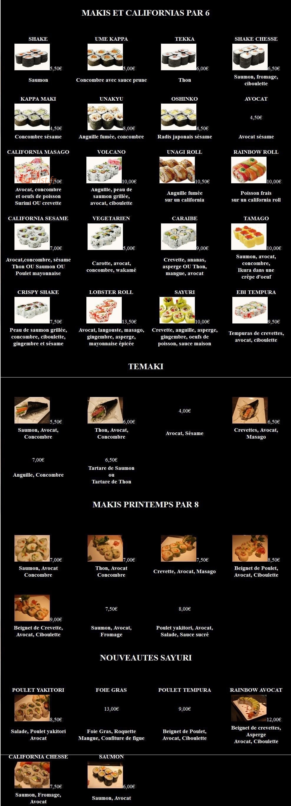 Sayuri Sushi — carte page 5