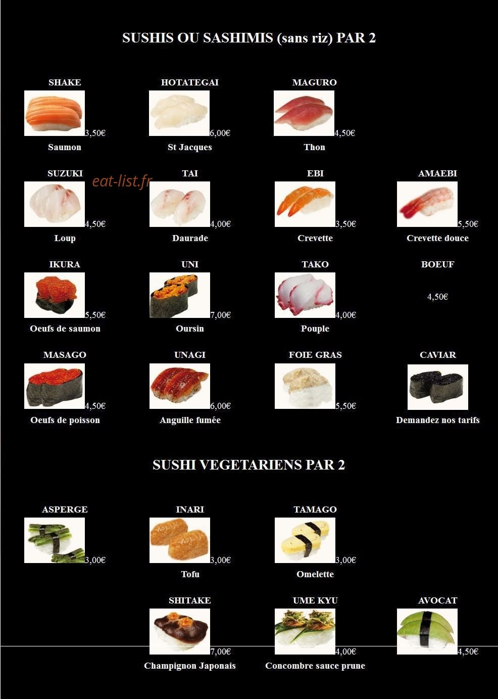 Sayuri Sushi — carte page 2