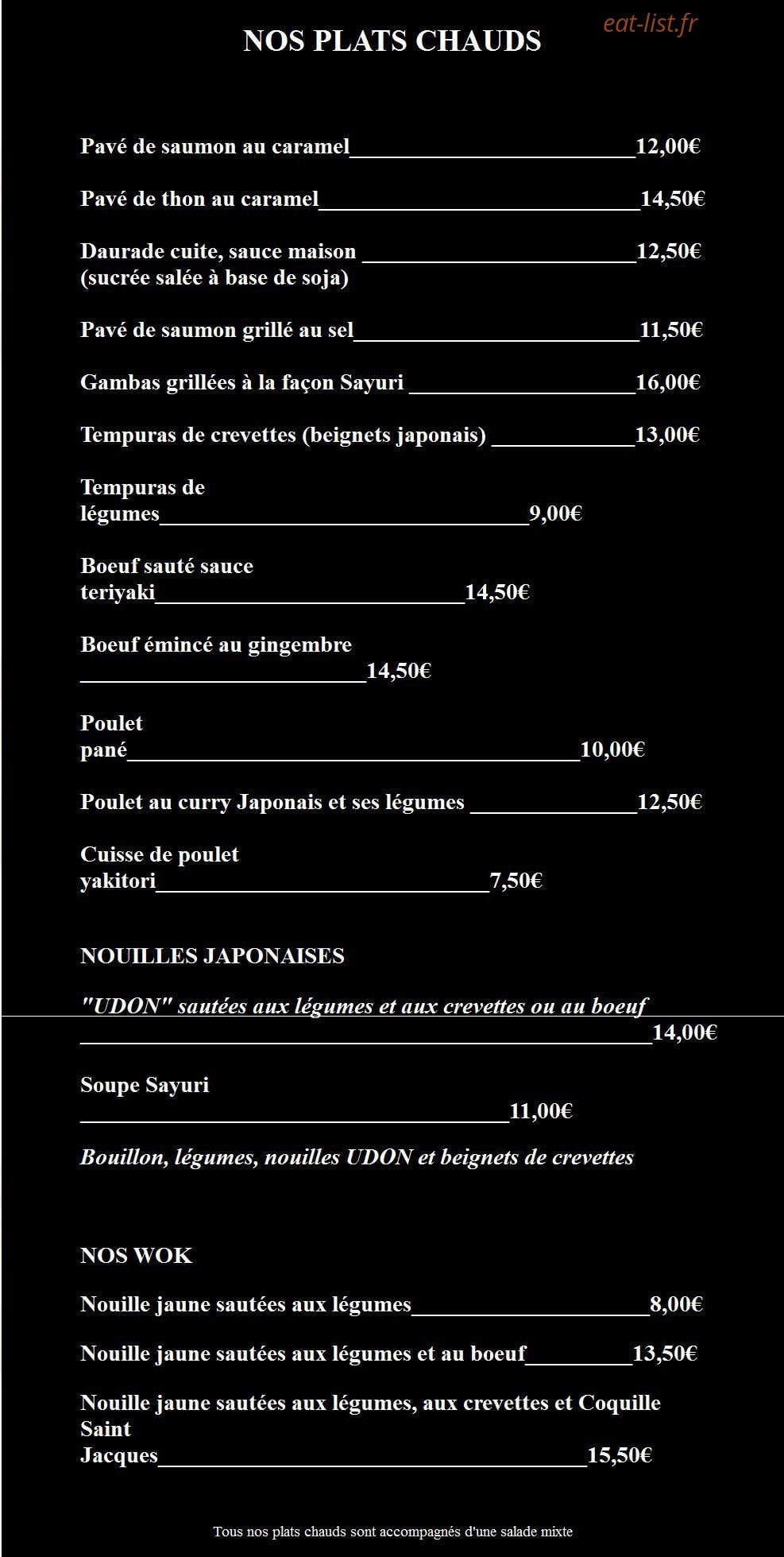 Sayuri Sushi — carte page 4