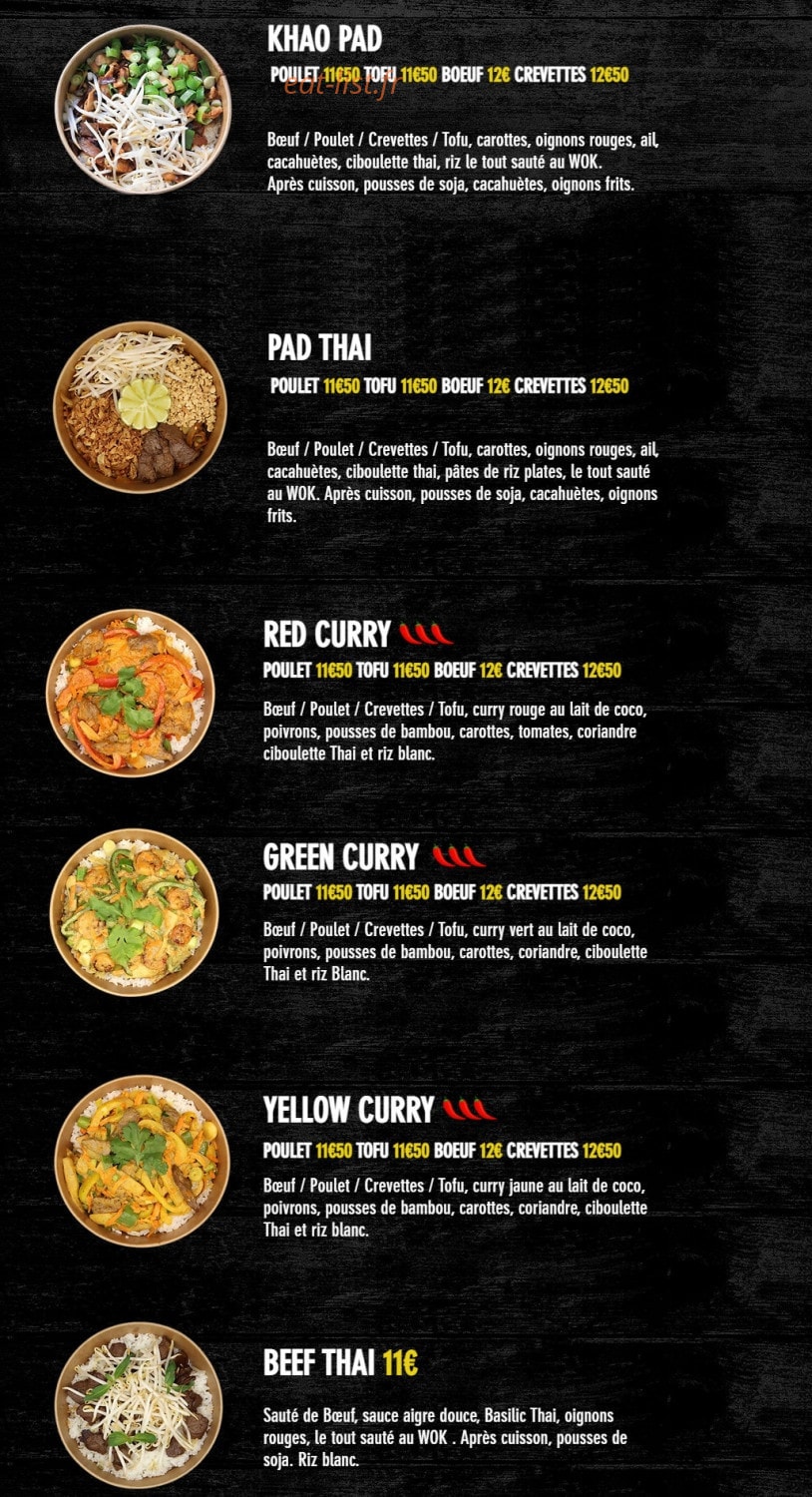 SF Thai — carte page 1
