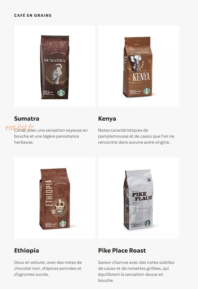 Starbucks Coffee — carte page 13