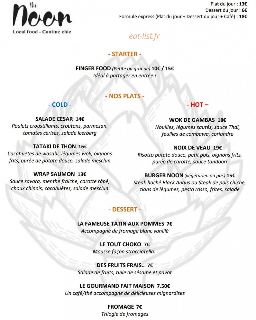 The Noon — carte page 1