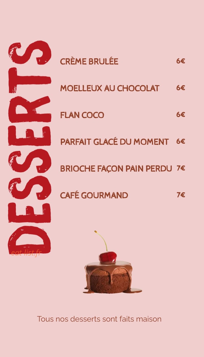 Brasserie Mireille — carte page 4