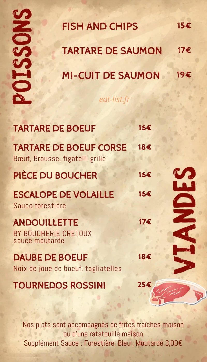 Brasserie Mireille — carte page 1
