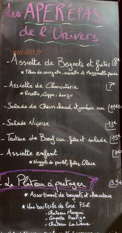 Café de l'Univers — carte page 1