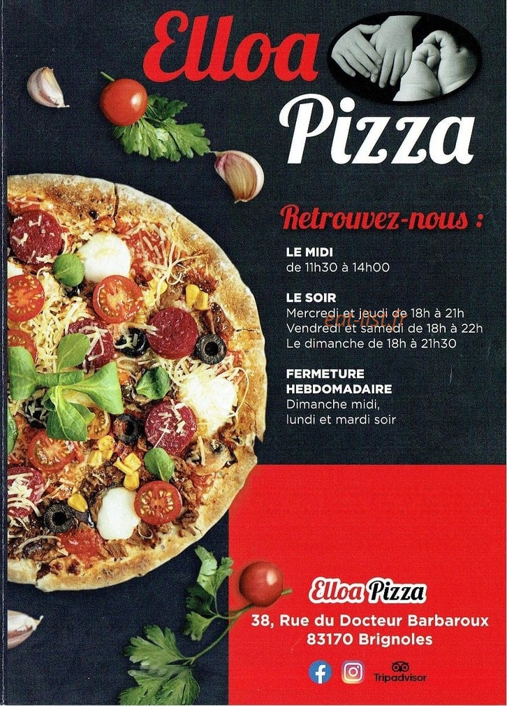 Elloa Pizza — carte page 1