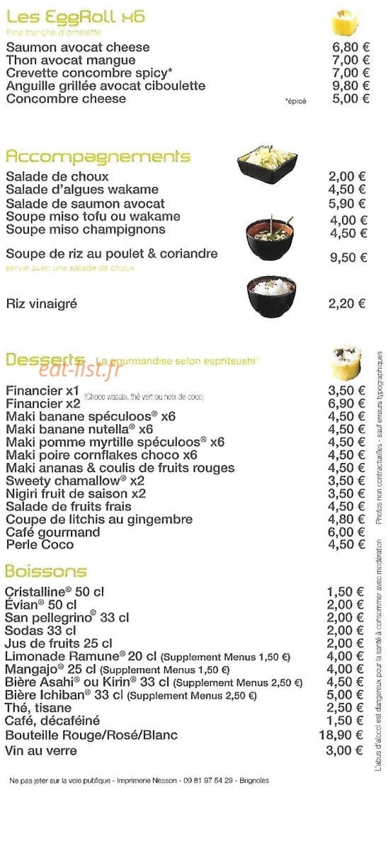 Esprit Sushi — carte page 8