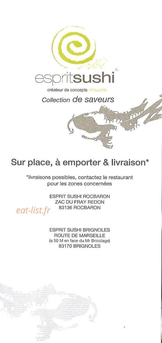 Esprit Sushi — carte page 1
