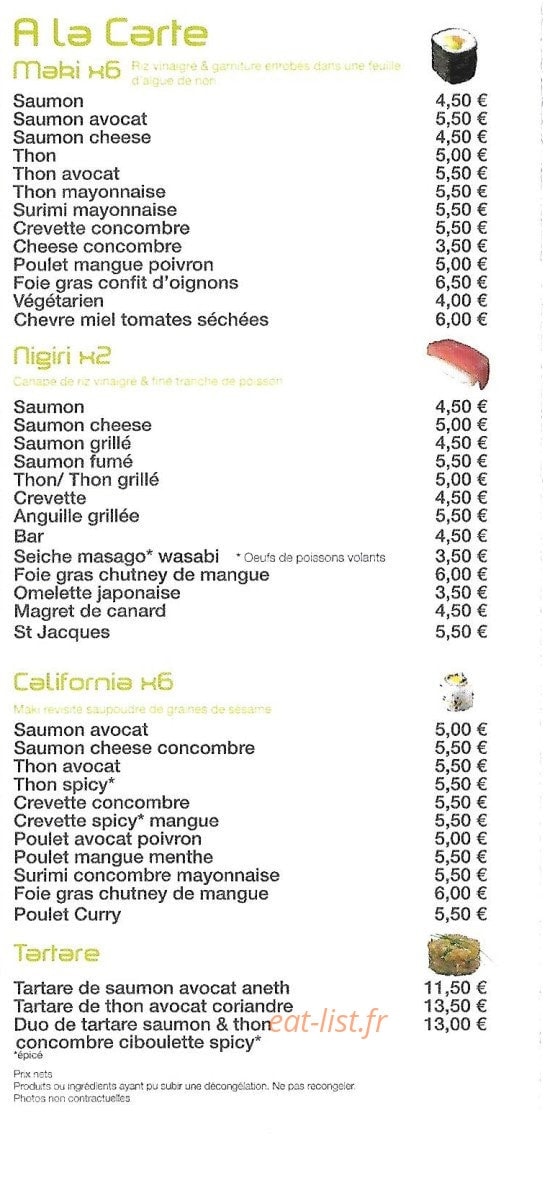 Esprit Sushi — carte page 6