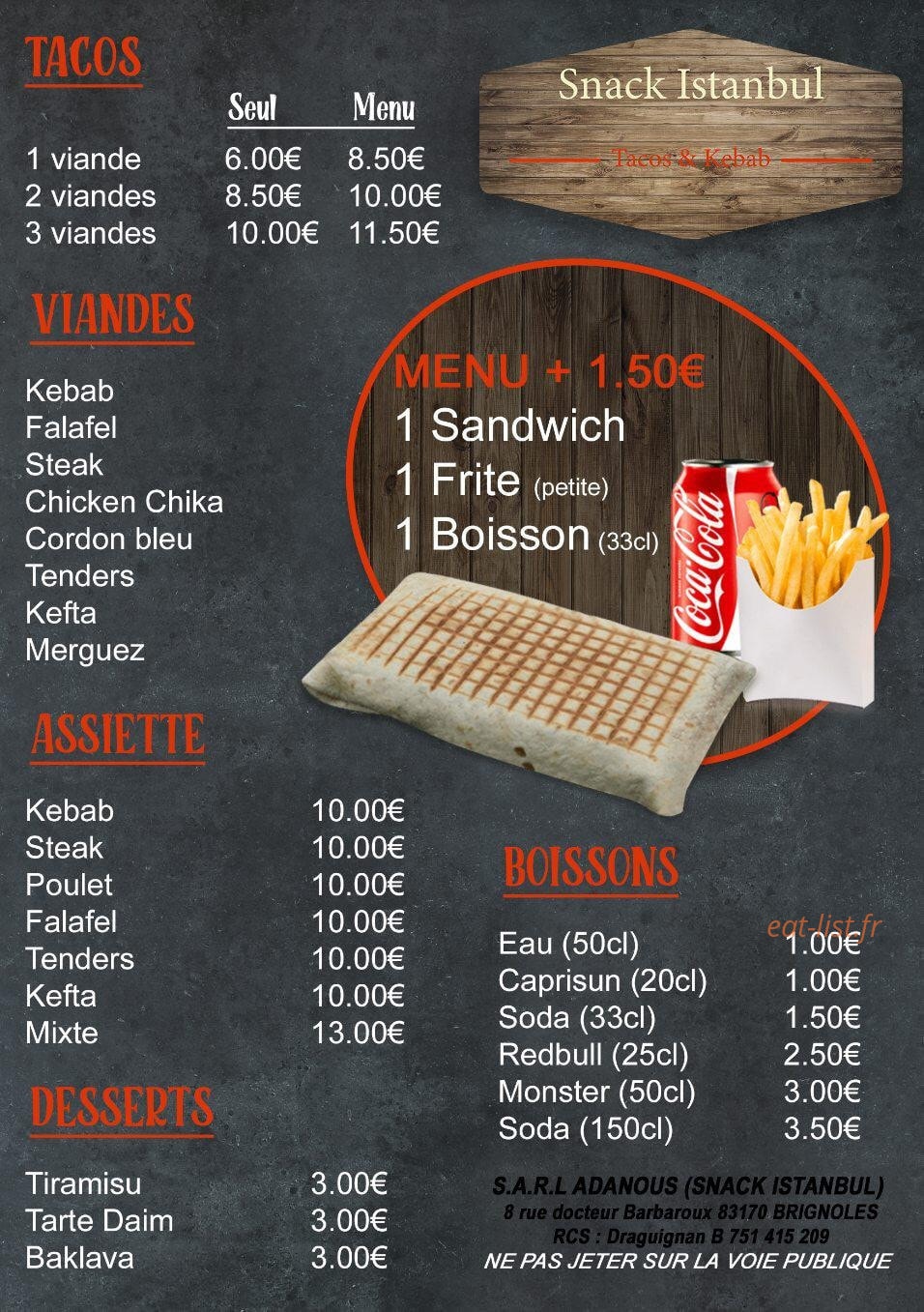 Istanbul Kebab — carte page 2