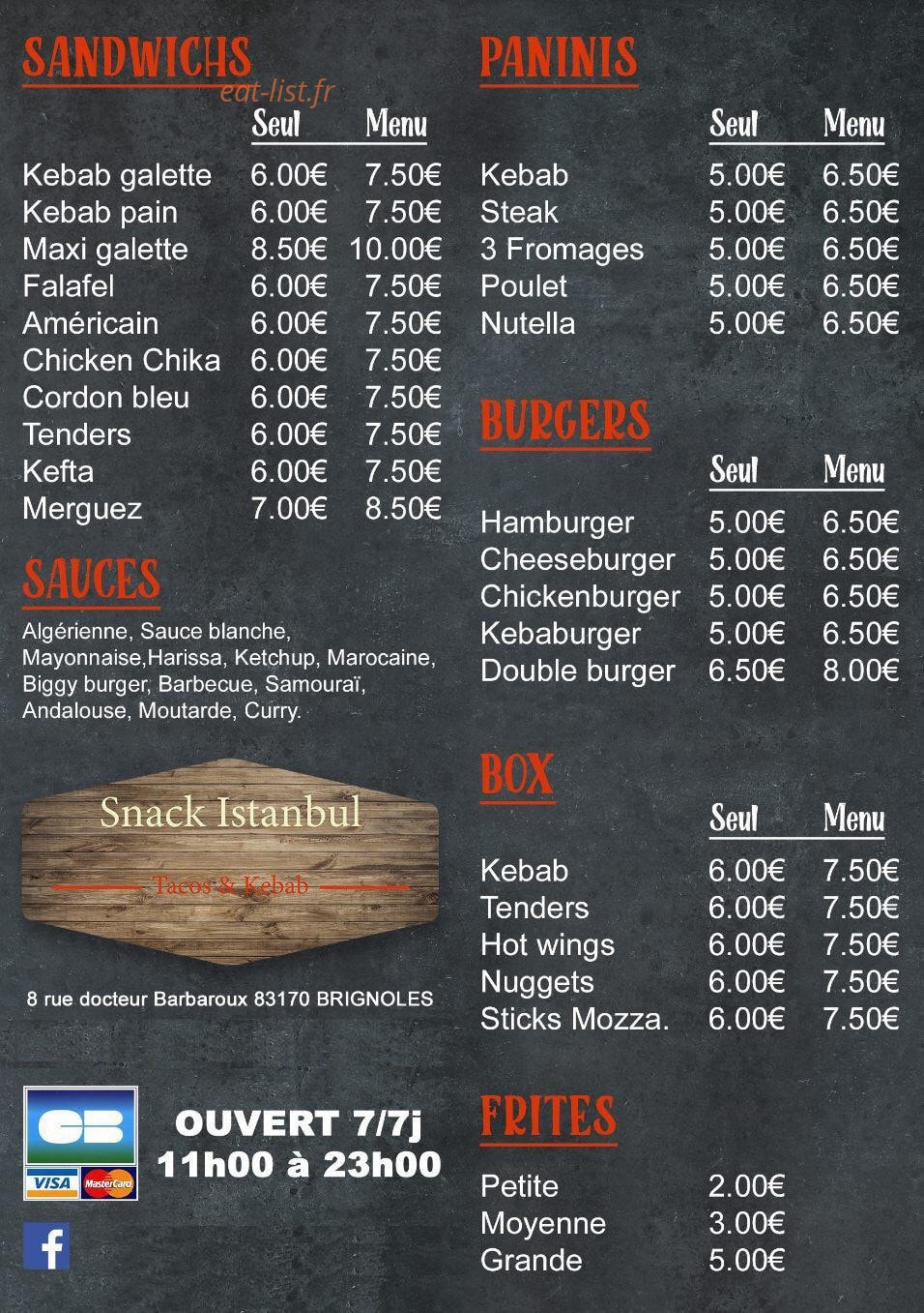 Istanbul Kebab — carte page 1